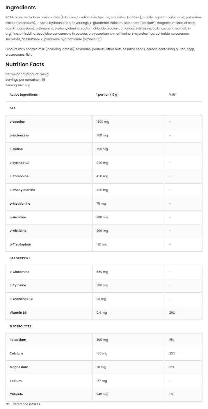 Eaadvanced | Με γλουταμίνη και ηλεκτρολύτες - 540 γραμμάρια
