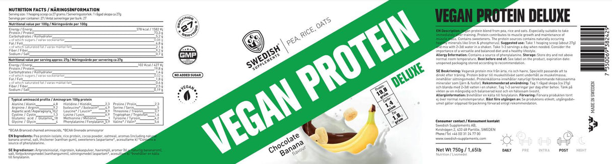Vegan Protein Deluxe | από μπιζέλι, ρύζι και βρώμη - 750 γραμμάρια