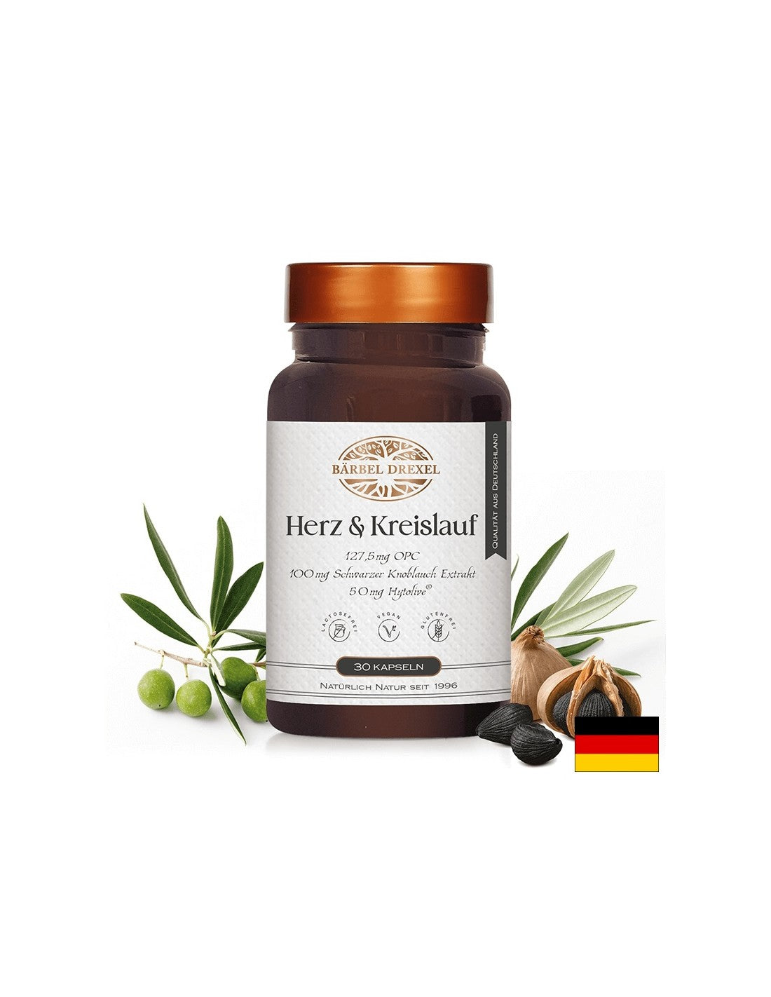 Υγιή καρδιά και καλή κυκλοφορία - Φόρμουλα με σπόρους σταφυλιών, μαύρο σκόρδο, ελιά και βιταμίνη Ε, 30 κάψουλες