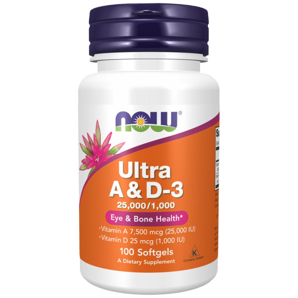 Ultra A & D-3 | Βιταμίνη Α 25.000 & βιταμίνη D 1000 IU - 100 κάψουλες πηκτής