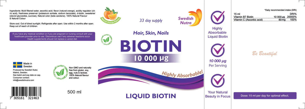 Υγρή βιοτίνη 10.000 mcg x 500 mL