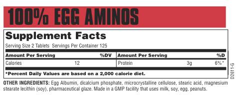 Ταμπλέτες 100% Egg Amino 250