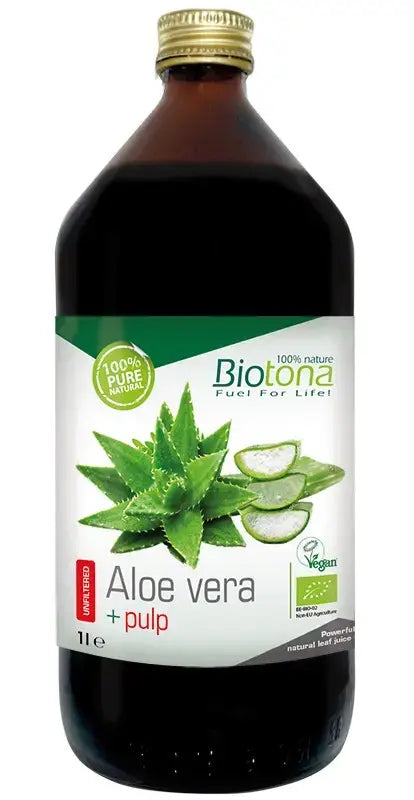 Βιολογικός χυμός αλόης βέρα με κομμάτια, 1000 ml. <tc>Biotona</tc> Πολτός Αλόης Βέρα