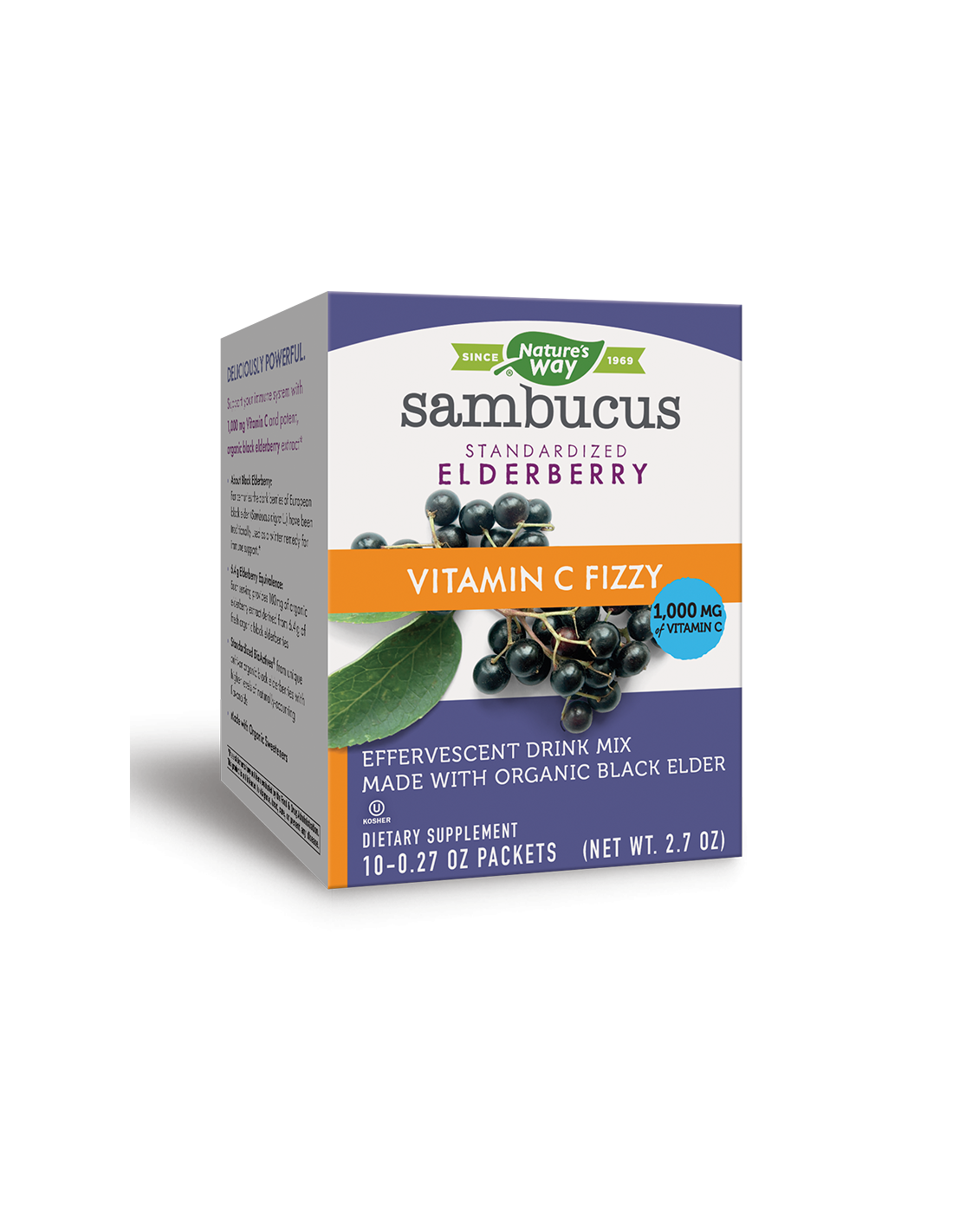 Sambucus με μαύρο γέροντα και βιταμίνη C 1000 mg - Sambucus βιταμίνη C Fizzy, αναβραστικό ποτό, 10 σακουλάκια