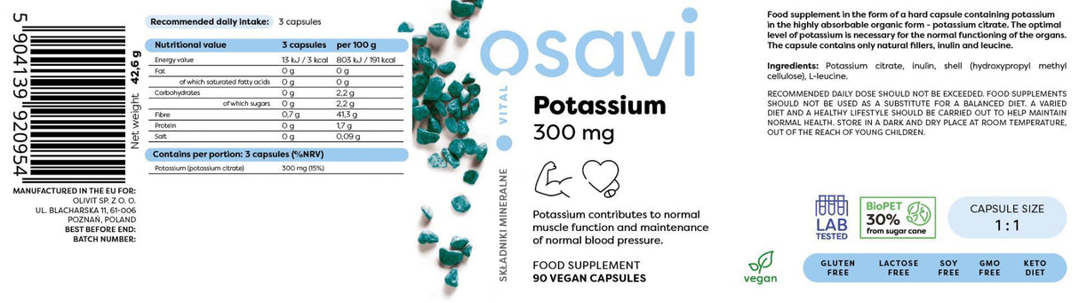 Κιτρικό κάλιο 300 mg - 180 κάψουλες