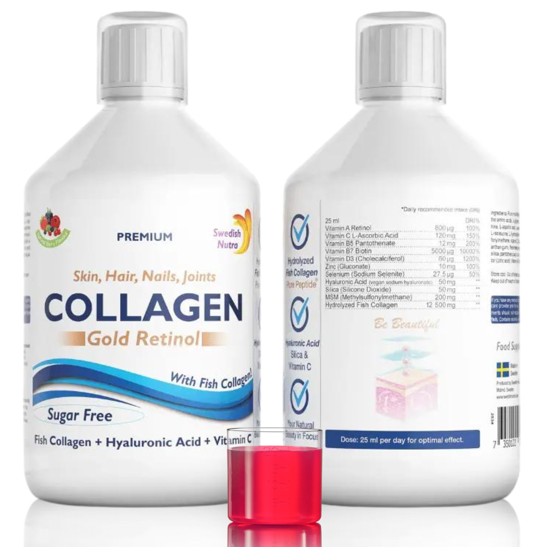 Κολλαγόνο ψαριών 12500 mg Χρυσή ρετινόλη 500ml <tc>Swedish Nutra</tc>