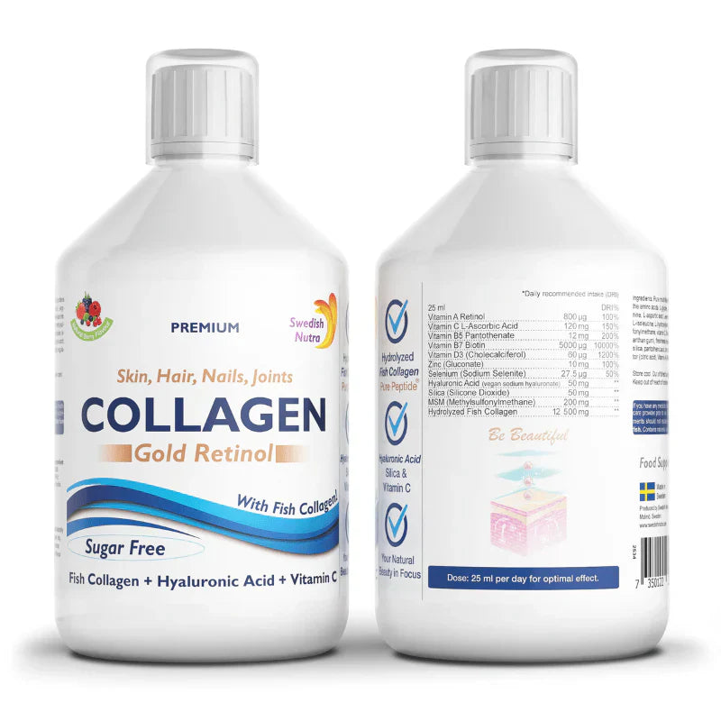 Κολλαγόνο ψαριών 12500 mg Χρυσή ρετινόλη 500ml <tc>Swedish Nutra</tc>