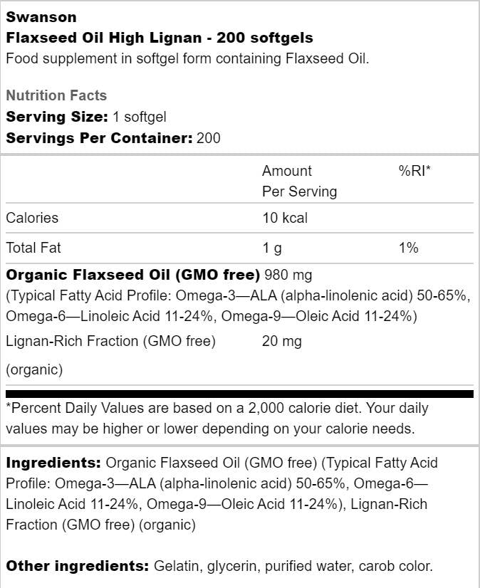 Λινέο Υψηλή Lignan 200 Gel Capsules