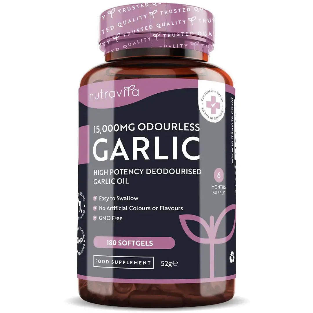 Σκόρδο (άοσμο) 15000 mg (12-18% αλικίνη) - 180 μαλακές κάψουλες