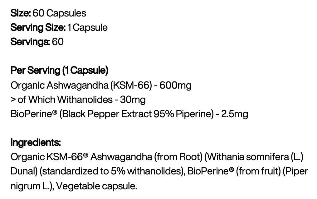 Ashwagandha KSM -66 600 mg - 60 κάψουλες