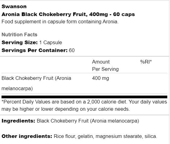 Aronia Black Chokeberry Fruit 400 mg 60 κάψουλες