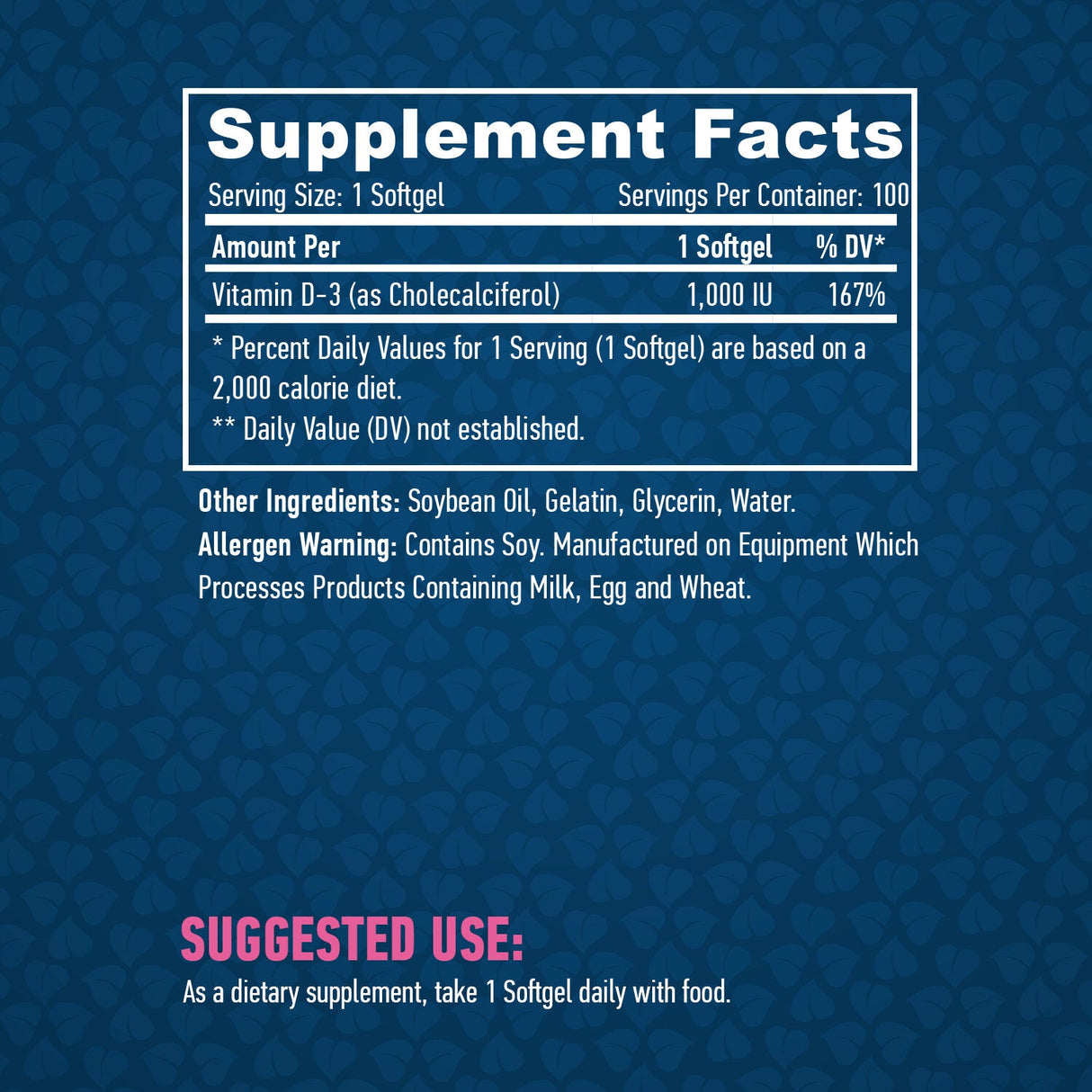 Vitamin D-3 / 1000 IU / 100 Softgels - Feel You