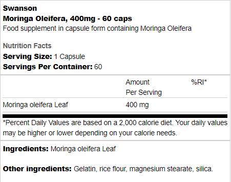 Moringa Oleifera 400 mg 60 κάψουλες
