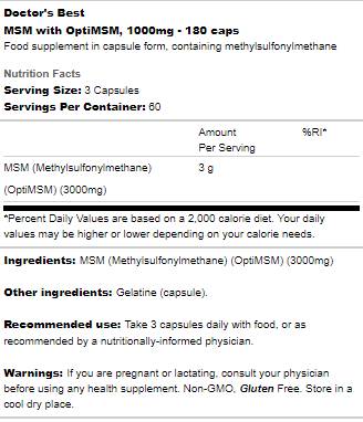 Καλύτερο MSM 1000 mg | Με το Optimsm - 360 κάψουλες