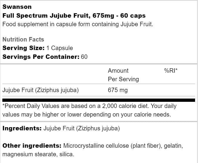 Full Spectrum Jujube Fruit 675 mg 60 κάψουλες