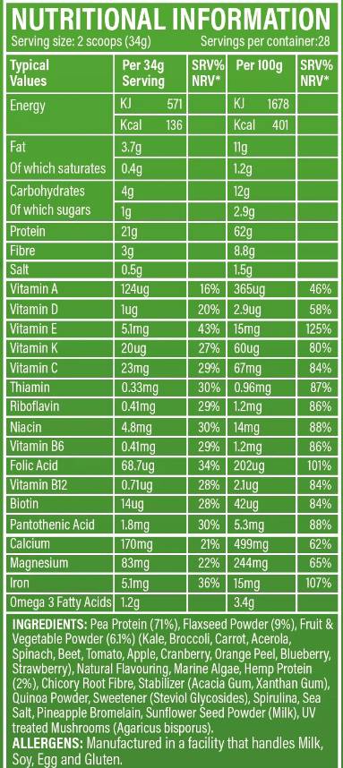 Σκόνη Superfood Greens - 952 γραμμάρια
