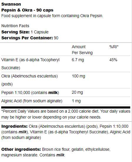 Pepsin και Okra - 90 κάψουλες