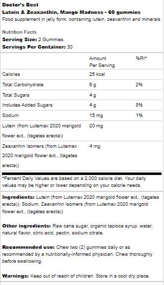 Καλύτερα gummies Lutein & Zeaxanthin - 60 Gummies
