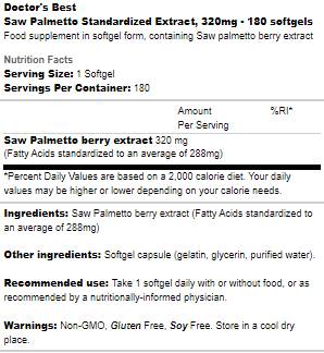 Καλύτερο πριόνι Palmetto 320 mg - 180 κάψουλες πηκτής