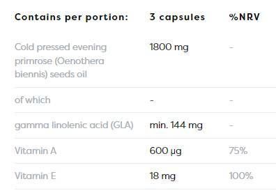 Λάδι Primrose 1800 mg | με κάψουλες βιταμίνης A & E - 180