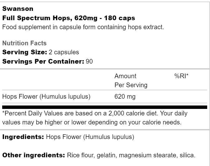 Πλήρης φάσμα λυκίσκου 620 mg 180 κάψουλες