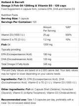 Ωμέγα 3 ιχθυέλαιο 1200 mg & βιταμίνη D3 - 120 κάψουλες πηκτής