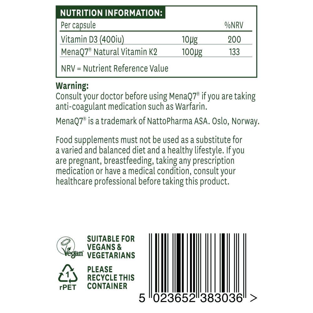 Φυσική βιταμίνη Κ2 + D3 (βιταμίνη Κ2 + D3) 100 mcg 30 κάψουλες