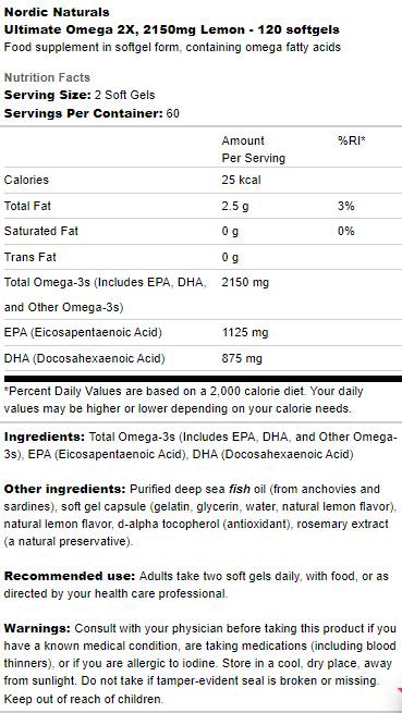 Ultimate Omega 2x 2150 mg - 90 softgels