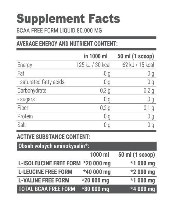 Δωρεάν μορφή BCAA Liquid 80000 mg - 1000 ml