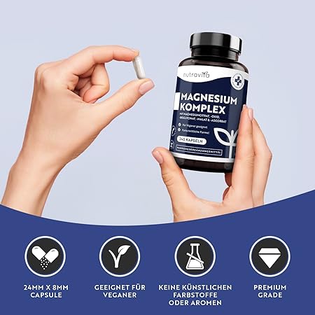 Magnesium Complex – 240 κάψουλες με υψηλή συγκέντρωση – Vegan – Nutravita