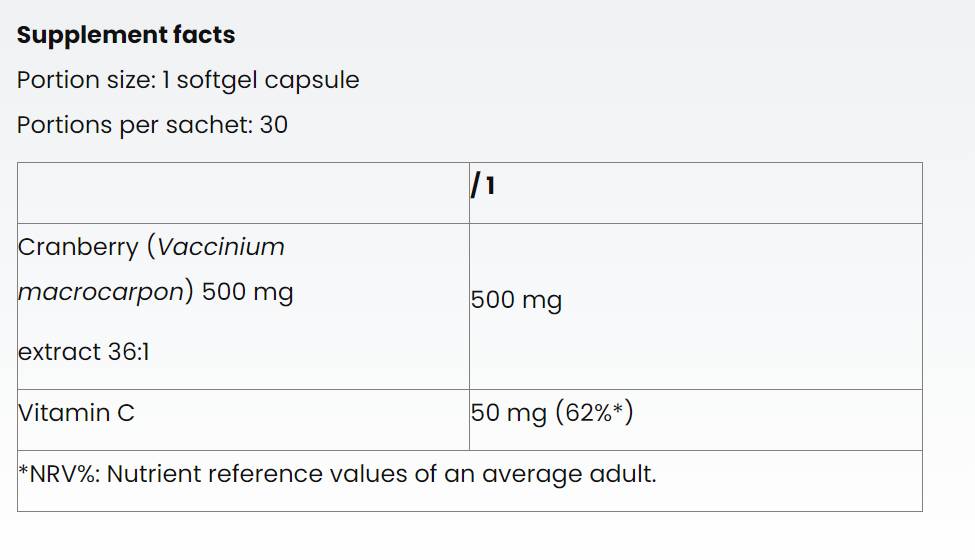 Cranberry Caps + Βιταμίνη C - 30 κάψουλες