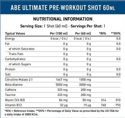 Abe Shot | Όλα τα μαύρα όλα προ -προπόνηση - 60 ml