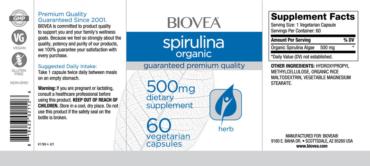 Spirulina Organic 500 mg/60 καπάκια