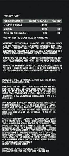 GRASSBERG Immu Boost - Beta Glucans 60 Caps - Nutra Best Europe