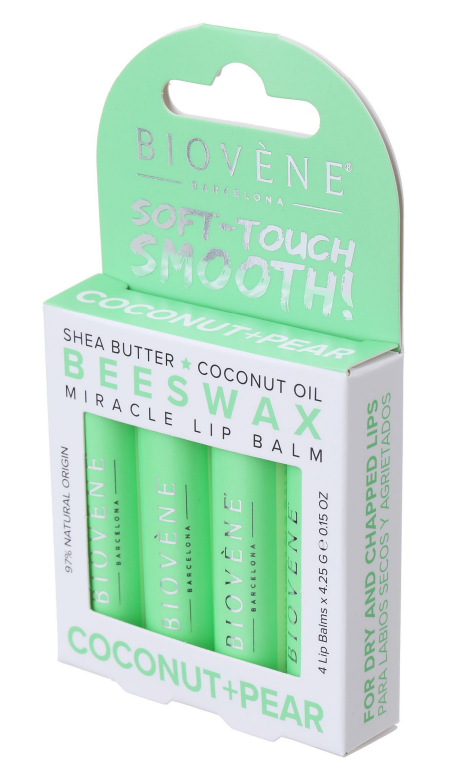 Beeswax Lip Balm - Καρύδα και Αχλάδι - Εντατική Περιποίηση - 4 τεμάχια