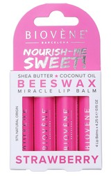 Lip balm με κερί μέλισσας και φράουλα - ακαταμάχητη γεύση και περιποίηση - 4 τεμάχια