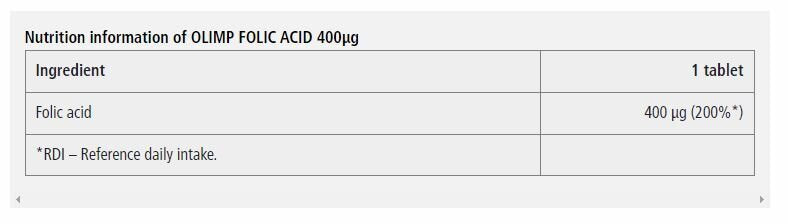 Φολικό οξύ 400 mcg/Φολικό οξύ - 30 δισκία <tc>Olimp</tc>