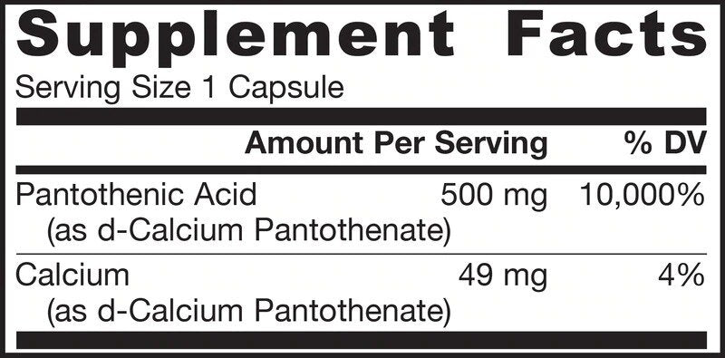 Παντοθενικό οξύ B5 500 mg - 100 κάψουλες