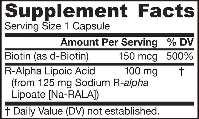 R -alpha lipoic acid + βιοτίνη - 60 κάψουλες