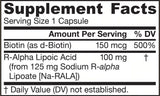 R -alpha lipoic acid + βιοτίνη - 60 κάψουλες