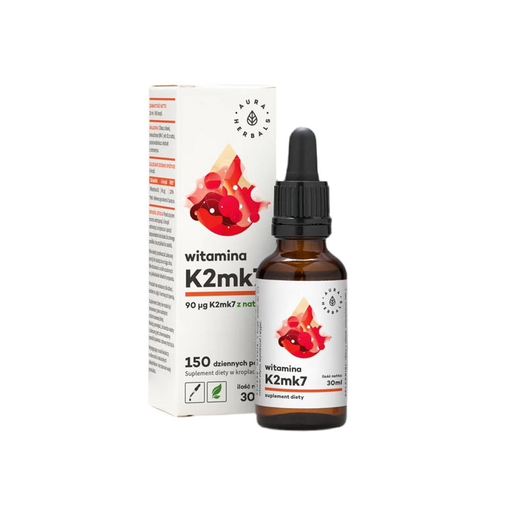 Βελτιώνει την οστική πυκνότητα - Βιταμίνη K2 (MK7), σταγόνες 30 ml <tc>Aura Herbals</tc>