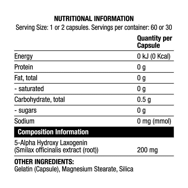 Laxo | Εκχύλισμα Laxogenin ~ Smilax officianalis - 60 κάψουλες