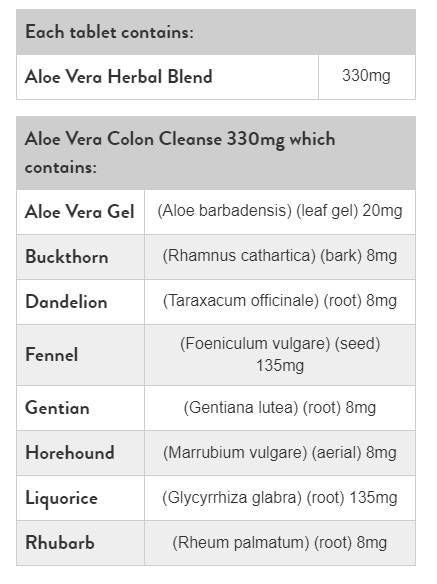 ΑΛΙΟ Βέρα COLON Καθαρίστε 330 mg - 120 δισκία