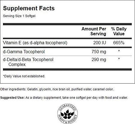 Υπερβολικές κάψουλες Gamma Tocopherol 30 μέγιστης αντοχής