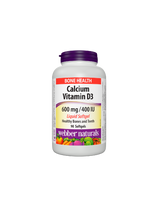 Ασβέστιο 600 mg + Βιταμίνη D3 400 IU - Οστικό και Μυϊκό Σύστημα, 90 <tc>Webber Naturals</tc> Υγρές μαλακές κάψουλες