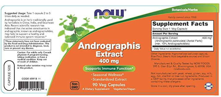 Το εκχύλισμα Andrographis paniculata 400 mg - 90 κάψουλες