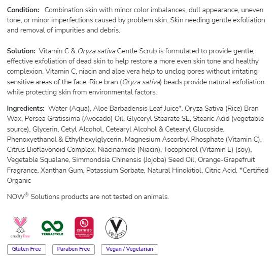 Βιταμίνη C & Oryza Sativa Gentle Scrub | Paraben Free - 118 ml