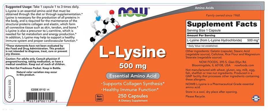 L -Lysine 500 mg - 250 κάψουλες