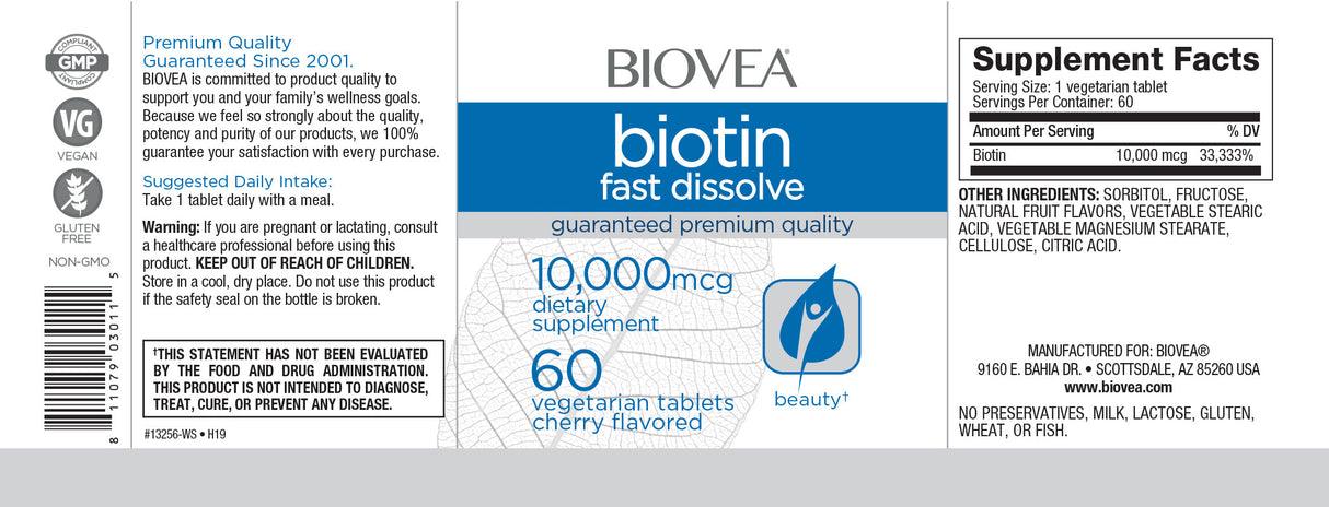 Βιοτίνη 10.000 Fast Dissolve/60 Tabs