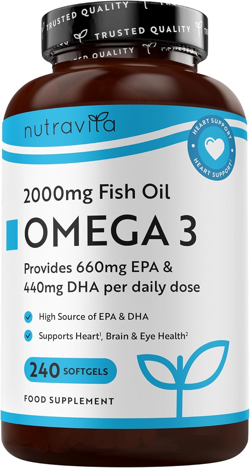 Ωμέγα 3 2000 mg /EPA 660 mg, DHA 440 mg/ Καθαρό ιχθυέλαιο /240 κάψουλες, 120 δόσεις/ <tc>Nutravita</tc>